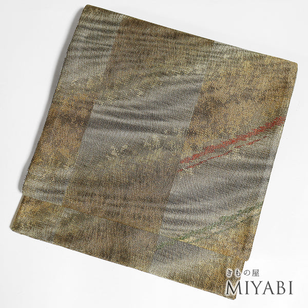 袋帯 リサイクル 帯丈434cm 六通 ゴールド Sサイズ 正絹 Sランク お洒落