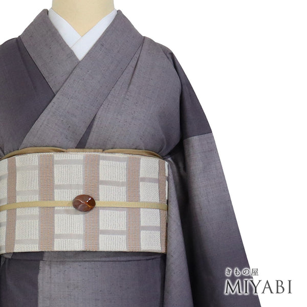 紬 リサイクル 身丈159cm 裄64cm 袷 縦ぼかし柄 パープル Mサイズ カジュアル お洒落 正絹 広衿 Sランク