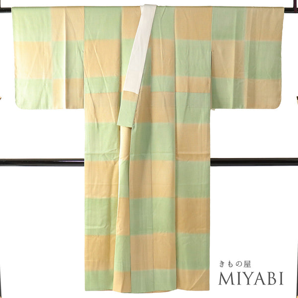 長襦袢 リサイクル 長襦袢 身丈134.8cm 裄67.6cm 袷 市松柄 多色 Lサイズ お洒落 正絹 Sランク