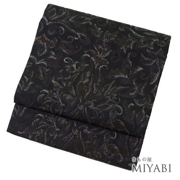 袋帯 リサイクル 帯丈416cm 六通 ペルシャ柄 ブラック SSサイズ 正絹 Sランク お洒落