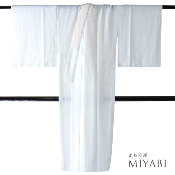 長襦袢 リサイクル 長襦袢 身丈130cm 裄66cm 袷 露芝の地紋 ホワイト Mサイズ ポリエステル 洗える着物 袖無双 Sランク