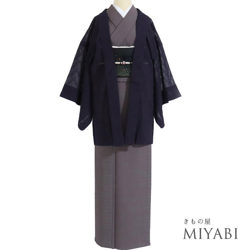 羽織 リサイクル 身丈81cm 裄65cm 単衣 地紋 透け物 パープル Mサイズ お洒落 不明 Sランク