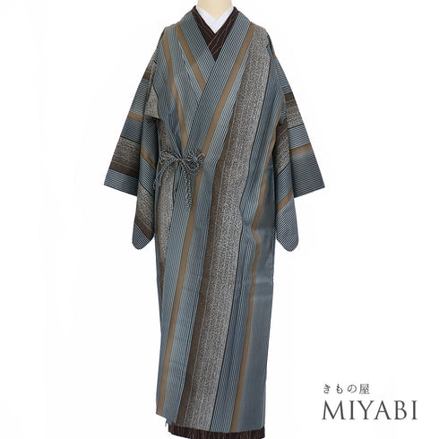 道中着 リサイクル 身丈130.5cm 裄65.4cm 袷 ロング丈 大島紬 多色 Mサイズ お洒落 証紙 正絹 Sランク
