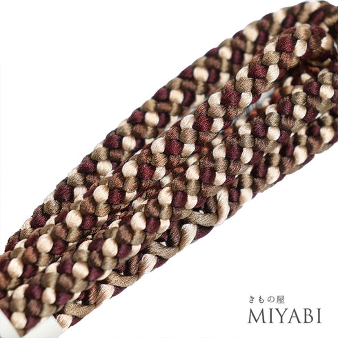 帯締め カジュアル 丸組紐 ブラウン 正絹 新品・未使用品