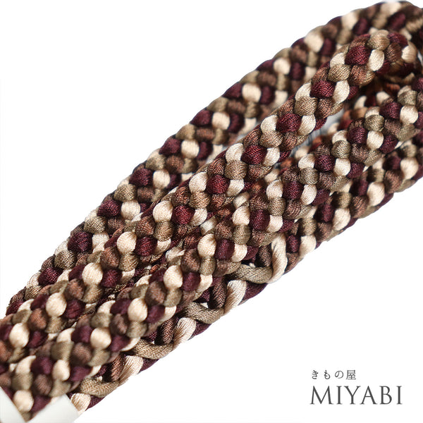 帯締め カジュアル 丸組紐 ブラウン 正絹 新品・未使用品