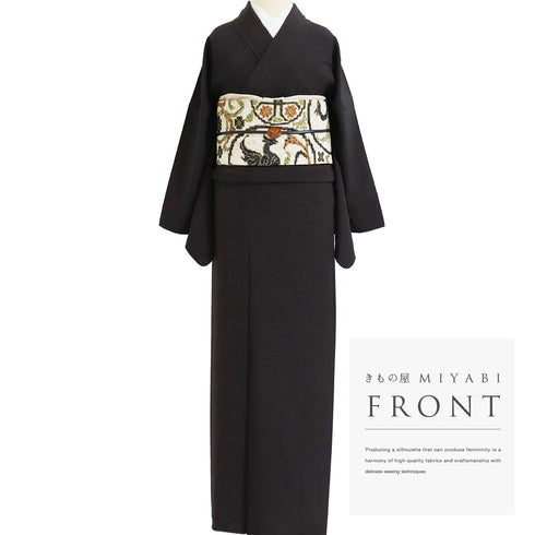 江戸小紋 リサイクル 身丈162.5cm 裄68.4cm 袷 角通し ブラウン Lサイズ お洒落 カジュアル 正絹 広衿 Sランク