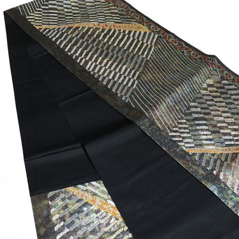 袋帯 リサイクル 帯丈424cm 六通 抽象柄 多色 Sサイズ 正絹 Sランク フォーマル お洒落