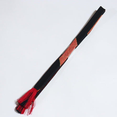 帯締め リサイクル 平組紐 ブラック 正絹 新品・未使用品 長尺