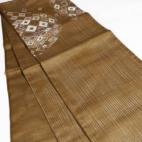 袋帯 リサイクル 帯丈450cm ポイント柄 夏物 抽象柄 ブラウン Lサイズ 正絹 新品・未使用品 お洒落 カジュアル