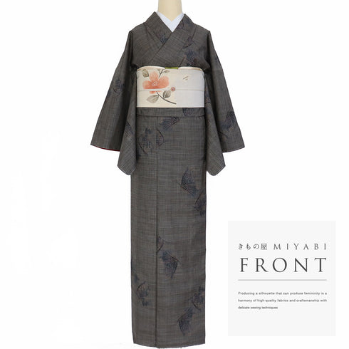 紬 リサイクル 身丈170.5cm 裄67.8cm 袷 蝶柄 ブラウン LLサイズ お洒落 カジュアル 証紙 しつけ糸 正絹 広衿 Sランク