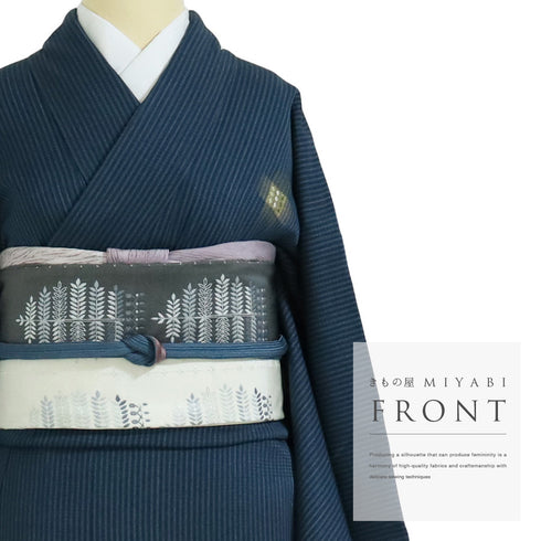 訪問着 リサイクル 身丈157.5cm 裄64.2cm 袷 地紋 刺繍 箔 岩井流家元岩井友見 ブルー Mサイズ お洒落 正絹 広衿 Sランク