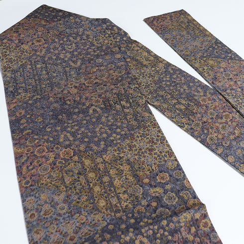 名古屋帯 リサイクル 帯丈357cm 全通 花柄 ちりめん 多色 Sサイズ 正絹 Sランク お洒落