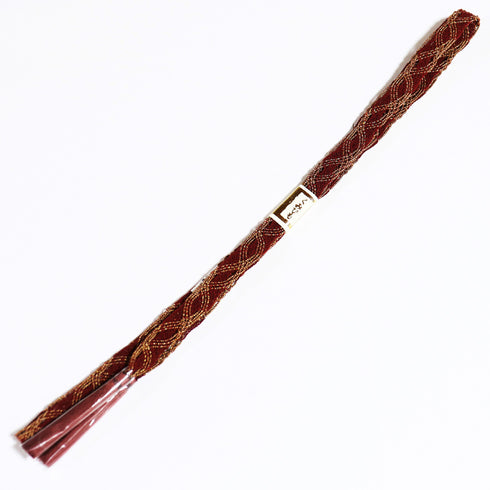 帯締め リサイクル カジュアル 手組紐 レッド 正絹 新品・未使用品