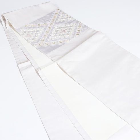 名古屋帯 リサイクル 帯丈348cm ポイント柄 開き仕立て 抽象柄 パープル Sサイズ 正絹 Aランク お洒落