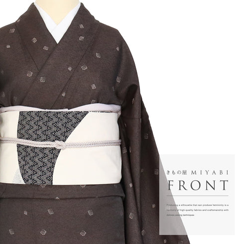 小紋 リサイクル 身丈170.3cm 裄69.6cm 袷 源氏香模様 お召し 地紋 ブラウン LLサイズ お洒落 不明 広衿 Sランク