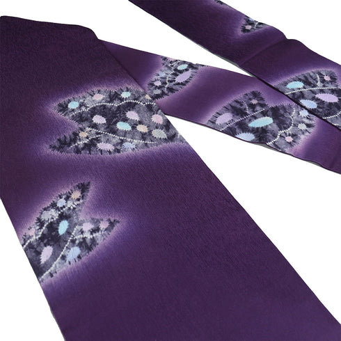 名古屋帯 リサイクル 帯丈391cm ポイント柄 絞り パープル Lサイズ 正絹 新品・未使用品 お洒落