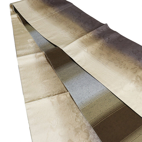 袋帯 リサイクル 帯丈454cm 全通 葡萄柄 縦ぼかし ブラウン Lサイズ 正絹 新品・未使用品 お洒落