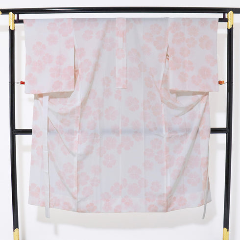 長襦袢 リサイクル 洗える長襦袢 身丈134.5cm 裄65.2cm 袷 撫子柄 ピンク Mサイズ お洒落 ポリエステル 洗える着物 袖無双 Aランク