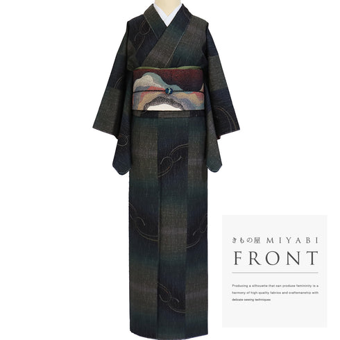 大島紬 リサイクル 身丈155.3cm 裄61.6cm 袷 ぼかし 多色 Sサイズ お洒落 証紙 しつけ糸 正絹 広衿 Sランク