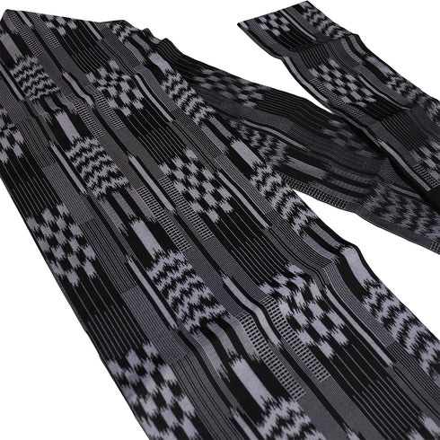 名古屋帯 リサイクル 帯丈359.5cm 六通 幾何学模様 ブラック Sサイズ ポリエステル Sランク お洒落 カジュアル