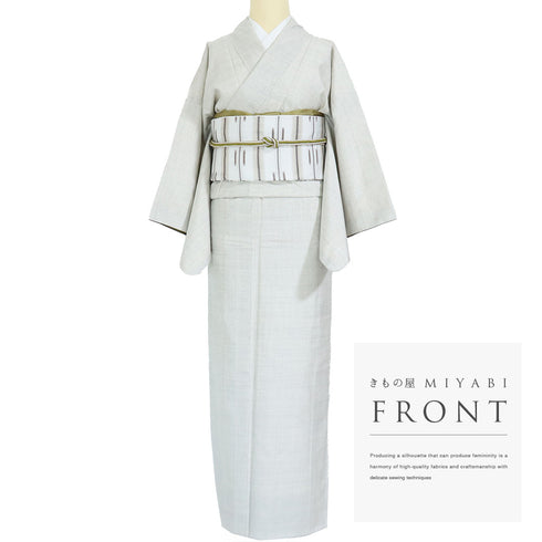 紬 リサイクル 身丈162.5cm 裄65cm 袷 亀甲柄 ホワイト Lサイズ カジュアル お洒落 証紙 正絹 広衿 Sランク