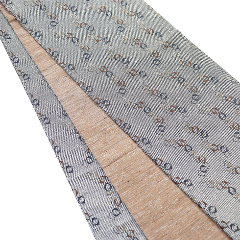 袋帯 リサイクル 帯丈446cm 全通 横縞に幾何学模様 ブラック Mサイズ 正絹 新品・未使用品 お洒落