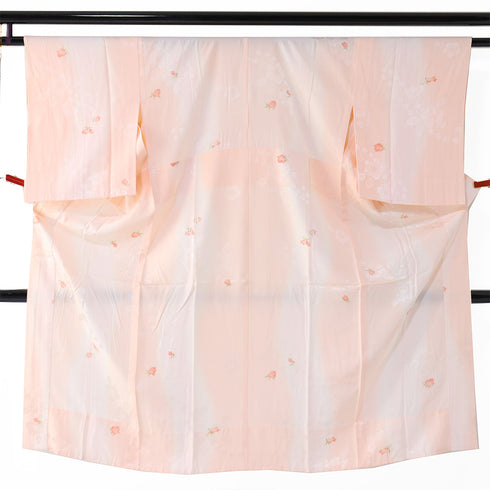 長襦袢 リサイクル 長襦袢 身丈131cm 裄62.6cm 袷 薔薇柄 地紋 ぼかし 居敷当て付き ピンク Sサイズ お洒落 正絹 Sランク