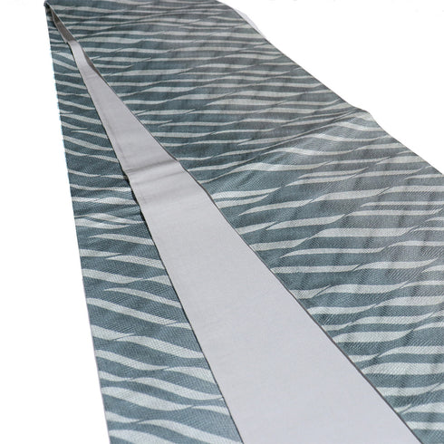 袋帯 リサイクル 帯丈446cm 六通 幾何学柄 グリーン Mサイズ 正絹 Sランク お洒落