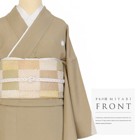 色留袖 リサイクル 身丈155.3cm 裄66.8cm 袷 金彩 花や雪輪に笛柄 ヒヨク付き ブラウン Sサイズ 落款 五つ紋 正絹 広衿 Sランク