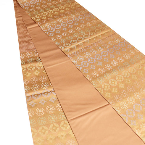 袋帯 リサイクル 帯丈432cm 六通 有職文様 箔屋清兵衛 西陣織 オレンジ Sサイズ 正絹 新品・未使用品 フォーマル お洒落