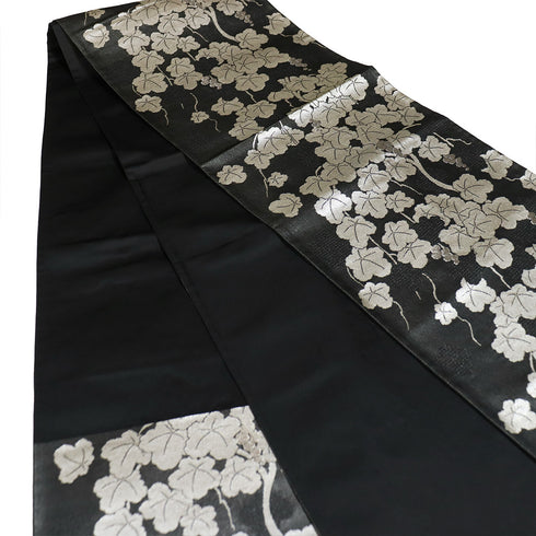 京袋帯 リサイクル 帯丈384cm 六通 葡萄柄 ブラック Lサイズ ポリエステル Sランク お洒落 カジュアル