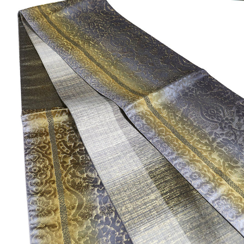 袋帯 リサイクル 帯丈452cm 六通 地紋に縦ぼかし柄 多色 Lサイズ 正絹 Sランク セミフォーマル お洒落