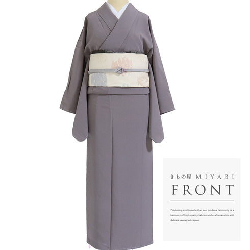 色無地 リサイクル 袷 Mサイズ Sランク パープル お洒落 身丈158cm 裄63cm 着物 IR-324