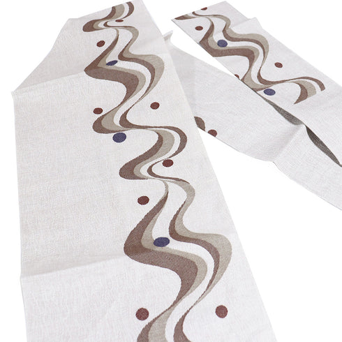 名古屋帯 リサイクル 帯丈363.5cm 六通 抽象柄 ブラウン Mサイズ 不明 Sランク お洒落 カジュアル