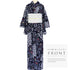 浴衣 リサイクル 夏着物 身丈152.3cm 裄62cm 夏物 絞り 花柄 ネイビー Sサイズ カジュアル しつけ糸 木綿 洗える着物 バチ衿 Sランク