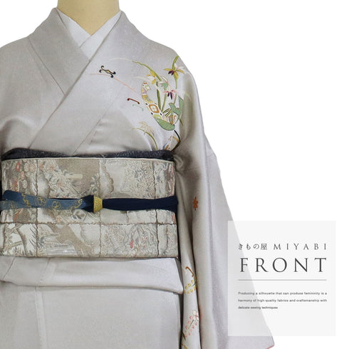 訪問着 リサイクル 身丈162cm 裄66cm 袷 花柄 ホワイト Lサイズ フォーマル セミフォーマル 正絹 広衿 Sランク