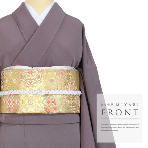 色留袖 リサイクル 身丈166.2cm 裄66.4cm 袷 おぼろ染め 相良刺繍 絞り 滝奏 パープル LLサイズ セミフォーマル 落款 一つ紋 正絹 広衿 Sランク