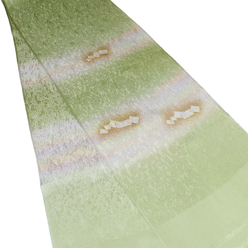 帯揚げ リサイクル お洒落 綸子 正絹 グリーン 金ラメ ぼかし柄 新品・未使用品 AG-1232