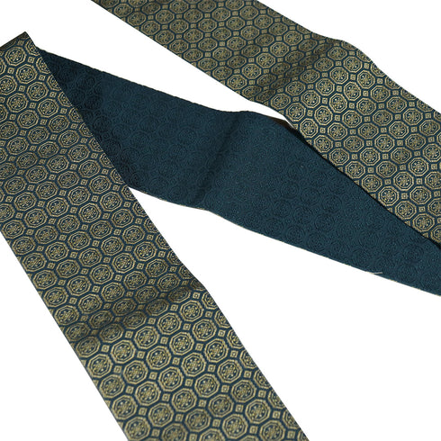 角帯 リサイクル 帯丈420cm 全通 グリーン Sサイズ 正絹 Sランク カジュアル お洒落