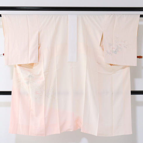 長襦袢 リサイクル 長襦袢 身丈118cm 裄65.3cm 袷 椿や梅柄 絵羽柄 ピンク Mサイズ フォーマル セミフォーマル 正絹 Sランク