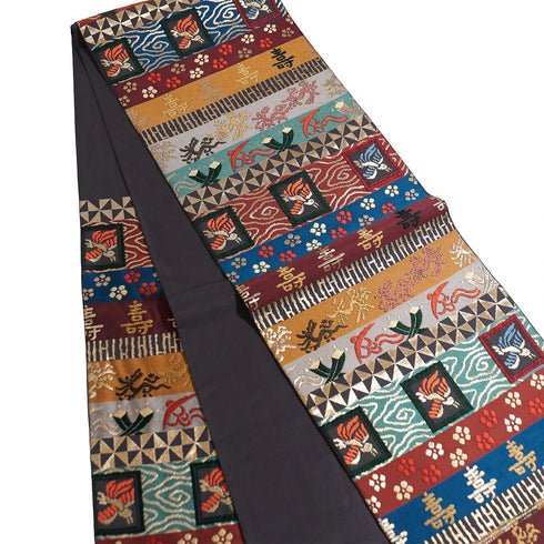 袋帯 リサイクル 帯丈424cm 六通 江戸名宝帯 吉祥吉台仙 多色 Sサイズ 正絹 Sランク お洒落