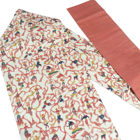 名古屋帯 リサイクル 帯丈352cm 六通 人柄 多色 Sサイズ 正絹 Sランク カジュアル お洒落