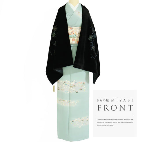 ショール リサイクル ブラック ポリエステル Sランク ベルベット 花柄