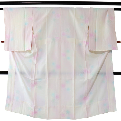 長襦袢 リサイクル 長襦袢 身丈130cm 裄64cm 袷 かごめに桜柄 地紋 ピンク Sサイズ お洒落 正絹 袖無双 Sランク