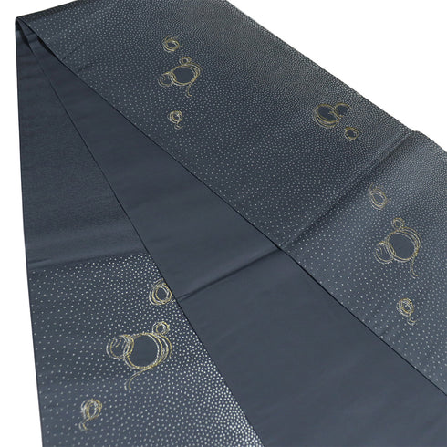 袋帯 リサイクル 帯丈418cm 六通 金銀渦巻刺繍 グレー SSサイズ 正絹 Sランク お洒落