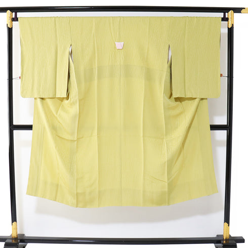 長襦袢 リサイクル 長襦袢 身丈130.8cm 裄67cm 袷 地紋 イエロー Lサイズ お洒落 正絹 Sランク