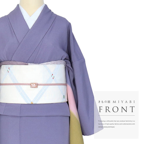 付下げ リサイクル 身丈161.8cm 裄64.4cm 袷 段染め 多色 Lサイズ お洒落 一つ紋 正絹 広衿 Aランク