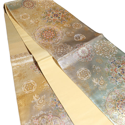袋帯 リサイクル 帯丈430cm 六通 本金箔 錦繍天平華文柄 ゴールド Sサイズ 正絹 新品・未使用品 フォーマル セミフォーマル