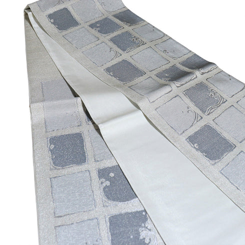 袋帯 リサイクル 帯丈432cm 六通 夏物 波柄 グレー Sサイズ 正絹 Sランク お洒落