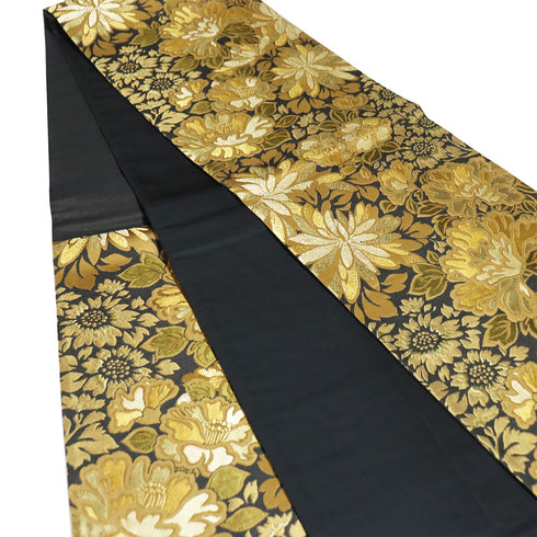 袋帯 リサイクル 帯丈430cm 六通 花各種柄 刺繍 こむさでもーど ブラック Sサイズ 正絹 Sランク お洒落